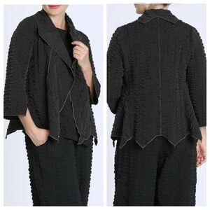 IC collection Black Bubble Check Merrow Detail Open Jacket